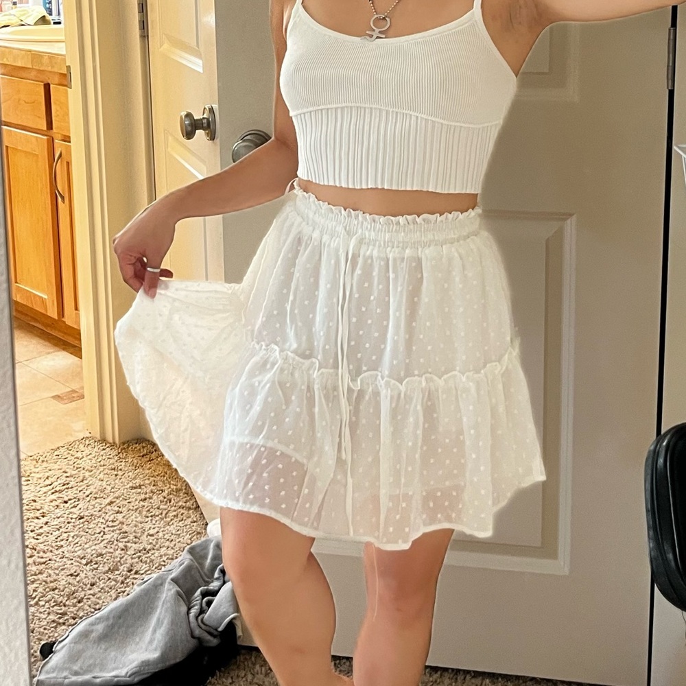 princess polly white ruffled skirt size 2